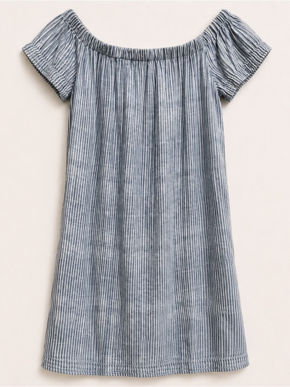 Anthro - Cloth and Stone Blue + White Super Comfy Off the Shoulder Dress - S